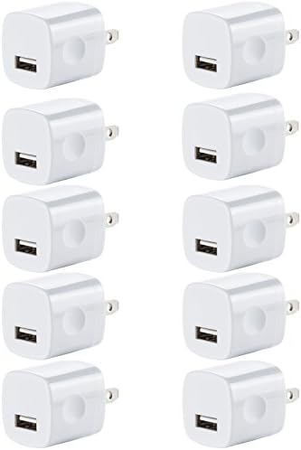 USB Wall Charger, Charger Adapter, FREEDOMTECH 10-Pack 1Amp Single Port Quick Charger Plug Cube for iPhone 7/6S/6S Plus/6 Plus/6/5S/5, Samsung Galaxy S7/S6/S5 Edge, LG, HTC, Huawei, Moto, Kindle