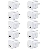 USB Wall Charger, Charger Adapter, FREEDOMTECH 10-Pack 1A Single Port Quick Charger Plug Cube for iPhone 7/6S/6S Plus/6 Plus/6/5S/5 Samsung Galaxy S7/S6/S5 Edge, LG, HTC, Huawei, Moto, Kindle