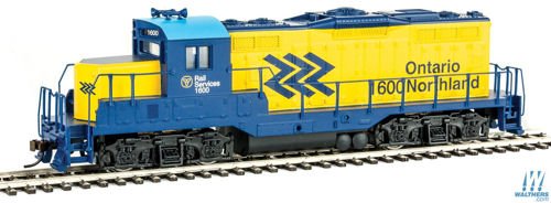 Walthers-EMD GP9M - Standard DC -- Ontario Northland #1600 (yellow, blue, Chevro