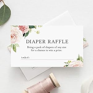 Bliss Collections Diaper Raffle Tickets for Baby Shower, Boho Floral, Invitation Card Inserts for Fun Baby Shower Game…