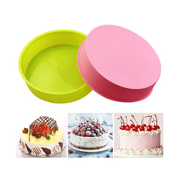 SUNSK Silicone Cake Molds 8 Inch Round Cake Tins Non Stick Baking Molds Bakeware Tray for Chocolate Cookies Breads Pie…