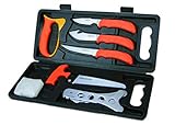 OUTDOOR EDGE WildPak Complete 8-Piece Hunting Knife Kit for Field Dressing Game, Compact Lightweight Case, Blaze-Orange High Visibility Non-Slip Handles, Full Tang Razor-Sharp Stainless Blades