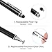 Vivefox 2 in 1 Capacitive Stylus Pen, Disc Stylus (Disc & Fiber Tip) Touch Screen Pen for Tablet/iPad Mini/Smartphones All Touch Screen Devices with 4 Replacement Tips (Black/Silver,2 Pcs)