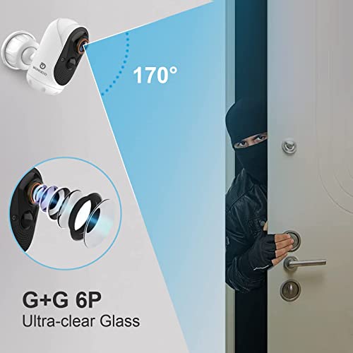 WONGKUO Wireless Security Outdoor Camera with Solar Panel 170° Wide