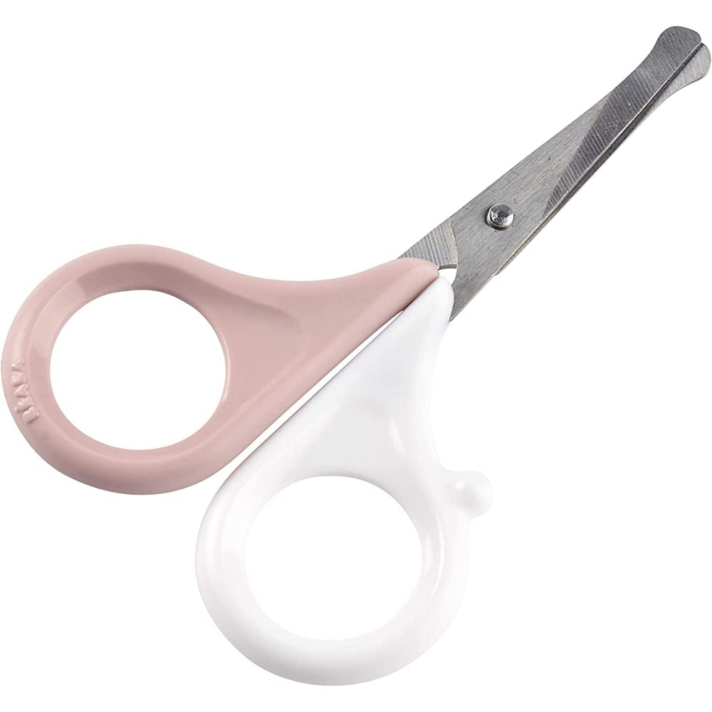 Beaba Nail Scissors for Babies and Kids - for Nail Care and Manicure - Rounded Tips - Pink