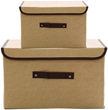 Mocofo Set of 2 Foldable Storage Box with Lids and Handles Storage Basket Storage Needs Containers Organizer with Built-in Cotton Fabric Closet Drawer Removable Dividers