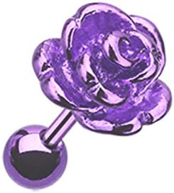 Little Aiden Colorline Steel Flower Rose Cartilage Tragus Earring Size 18GA 1/4
