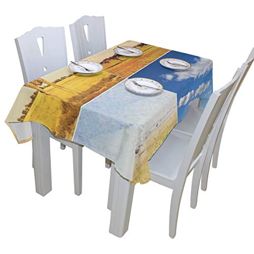 CHASOEA Decor Tablecloth African Safari Collage Lanscape with Native Animals Grassland Savannahs Mamals Rectangular Table Cover 60" x 104"