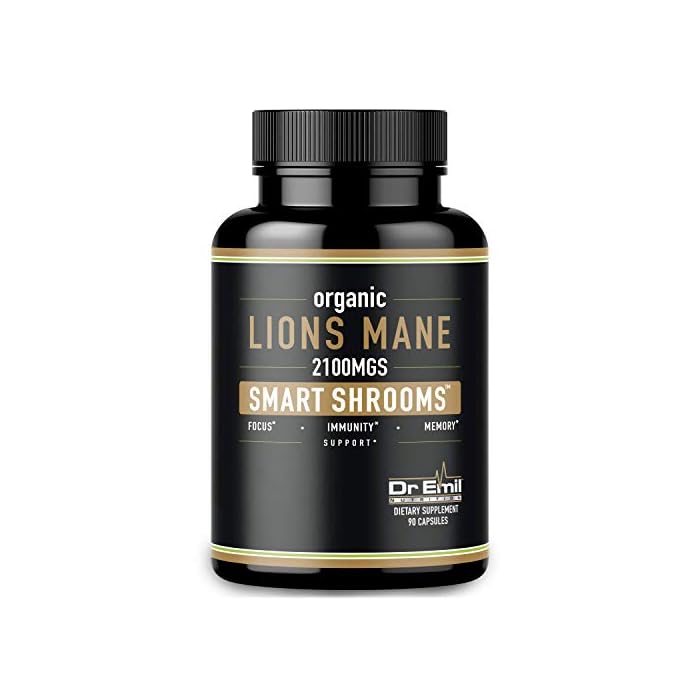 Organic Lions Mane Mushroom Supplement for Mental Clarity, Focus & Immune Support - Organic Brain Boosting Nootropic…