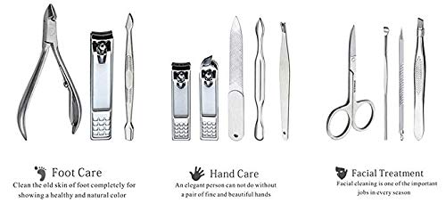 Professional Manicure, Whimsyyy Pedicure Kit, Nail Clippers, Professional Grooming Kit, Nail Tools with Luxurious Travel Case, Set of 16 (Pink)
