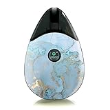 Skin Decal Vinyl Wrap for Suorin Drop Vape Kit skins stickers cover/Teal Blue Gold White Marble Granite