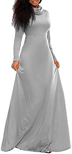 SCORP Womens Turtleneck Long Sleeve Fit Flare Full Length Maxi Formal Party Dress
