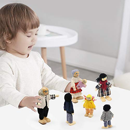 Wagoog Puppenhaus Puppenfamilie, Puppen für Puppenhaus Familie Zubehör Kinderspielzeug – Bild 6