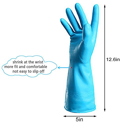 Rubber Gloves Latex Kitchen Cleaning Gloves Household Waterproof Dishwashing Reusable (3 Pairs Medium & 3 Pairs Large)
