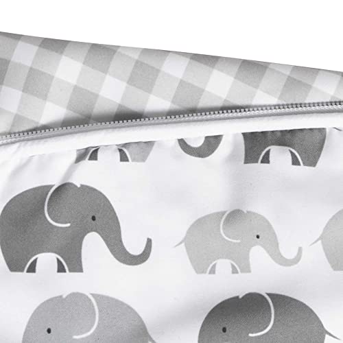 Boppy Original Nursing Support, Gray Elephants Plaid, Ergonomic