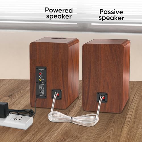 Saiyin Bluetooth Bookshelf Speakers, 40W X 2 Powered TV Speakers with 4 Inch Woofer, Turntable Speakers with Optical/AUX Input/Subwoofer Line Out for PC and TVs