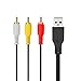 eBerry 5Ft/1.5M USB A Male to 3 RCA Male AV A/V TV Camcorder Adapter Cord Cable for Video TV/DVD Player