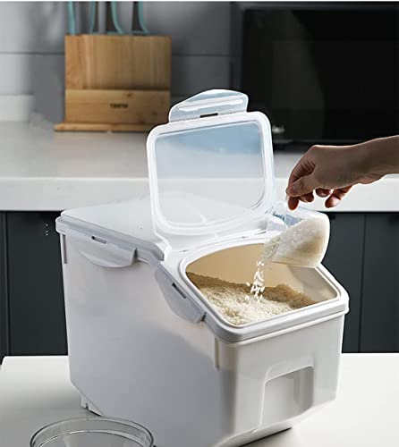 ORCHID M® Large 10KG Food Containers, Rice Bucket, Food Storage Bins with Lids Scooper, Airtight Kitchen Storage Containers to Store Dry Food, Food Storage Container