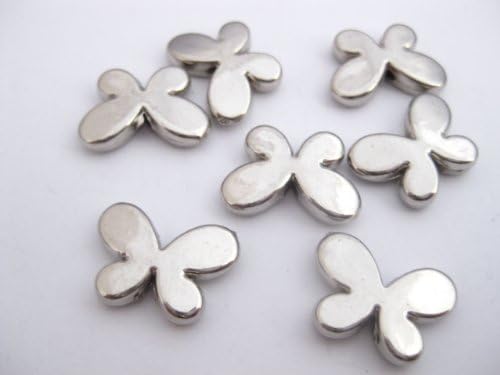 25 Silver Coloured Acrylic Butterfly Beads 17mm x 12mm. A026