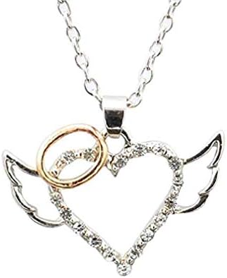 Noopvan Angel Wing Necklace Angel Wings Guarded Love Heart Pendant Necklace (Sliver)