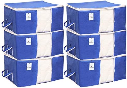 Kuber Industries Underbed Storage Bag, Storage Organiser, Blanket Cover Set of 6 - Royal Blue, Extra Large Size-CTKTC14149