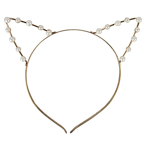 CHN'S Women Girl Lovely Korean Pearl Crystal Cat Ears Fashion Headband Hair band