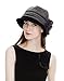 Cloche Round Hat for Women 1920s Bucket Vintage Hats Flower Accent, Grey, Medium (57cm)