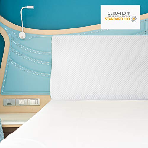 HOMFY Orthopädisches Memory Foam Nackenstützkissen Ergonomisches Kopfkissen mit waschbare Bambusfaser Kissenbezüge Weiß 40x60cm
