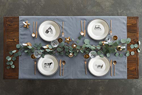 American Atelier 6429-4S Farm Animals 4 Piece Salad Plate Set, 8x8", White