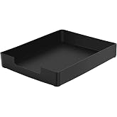 RHONZHAO Letter-Size Tray, Desk Drawer Organizer for A4 Paper, Black | Stackable plastic paper tray, fits A4 &amp; letter. Desktop file organizer for office, school, home use. space-saving.