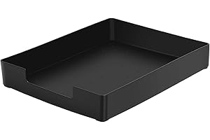 RHONZHAO Letter-Size Tray, Desk Drawer Organizer, A4 Plastic Paper Tray, Stackable Plastic Paper Holder File Organizer for Office, School, Home Storage (Black)