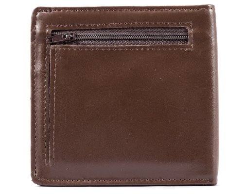 Big Skinny Men's World Leather Bi-Fold Slim Wallet with Zippered Pocket, Holds Up to 35 Cards, Brown