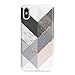 Obbii Compatible with iPhone X/XS Matte Case Marble Gray Rose Geometric Design, Shockproof Slim TPU Flexible Soft Silicone Protective Cover Case