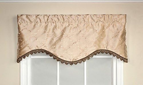 RLF HOME 10309-PA Summit Diamond Cornice Window Dressings Valance, Parchment