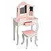 Teamson Kids - Fashion Star Prints Gisele Vanity Table & Stool Set - Pink/White/Gold