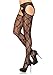 Leg Avenue Women's Sheer Suspender Pantyhose, Black Bow Lace, One Size