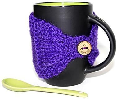 Knitted Mug Cozy, Mug Cozy, Coffee Cup Cozy, Mug Sleeve, Tea Mug Cozy, Mug Jacket, Hot Drink Cozy, Purple Cozy, Knitted Drink Sleeve