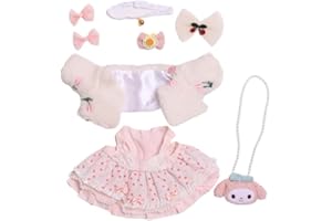 MINGSOLDIER 38cm Doll Clothes Suitable for 38cm /15in labubu Dolls Accessories 4hairbin+1dress+1bag+1coat+1scarf No Doll