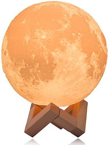 Moon Lamp, 3D Printing Moon Night Light Lamp USB Charging Touch Switch Bedroom Night Light, Festival decorative lamp &amp;Table Desk Lamp Great as a Gift for Birthday and Christmas With Base (D:8cm)