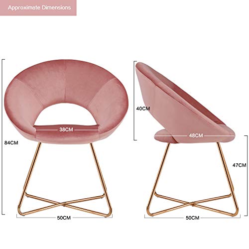 Duhome Vanity Chairs/Stool,Pink Modern Makeup Dressing Stool Padded Upholstered Accent Chair with Metal Legs Easy Assembly - Thumbnail 2