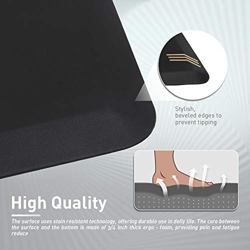 SHINEURI Comfort Mat, Anti Fatigue Mat to Reduce Back Pain Stain Resistance No - Slip Standing Mats with 3/4 inch Thick Ergo - foam Core, Suit for Kitchen, Office and Garage 20 x 32 x 3/4 inch - Black - Thumbnail 2