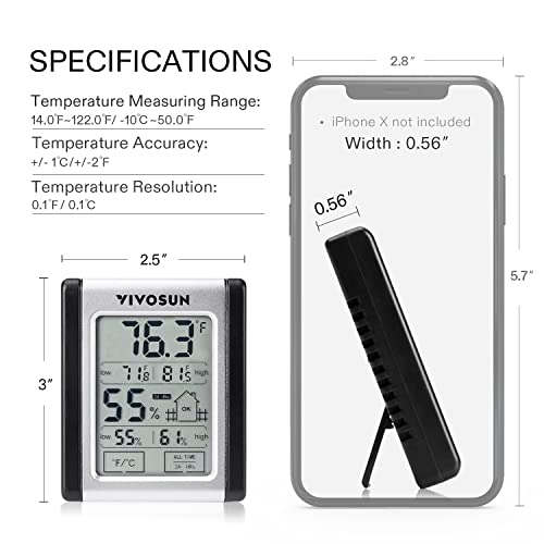 VIVOSUN Digital Indoor Hygrometer Grow Tent Thermometer, Temperature