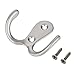 EBOOT 15 Pieces Double Prong Robe Hook Retro Cloth Hanger with 30 Pieces Screws (Silver)