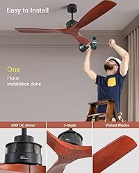 Sofucor 60 inch Solid Wood Ceiling Fan no Lights