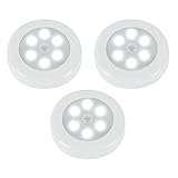 ZEEFO 3 Pack Motion Sensing Light, Battery-Powered LED Night Light Stick-on Anywhere for Hallway Basement Garage Bathroom Closet Kitchen Stairs Wall Light with 3M Adhesive Pads,Built in Magnet (White)