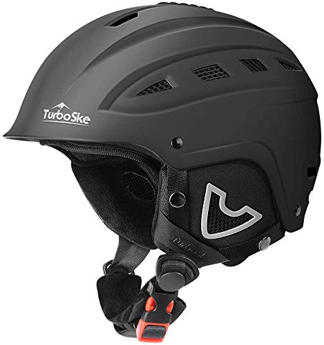 TurboSke Ski Helmet, Snow Sports Helmet, Snowboard Helmet Men Women Youth (Black, S (19.5"-21"))