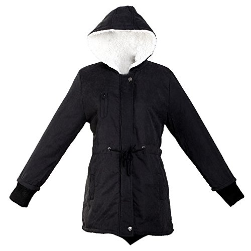 TOOGOO(R) New Women Zip Hooded Parka Thick Fleece Warm Winter Coat Overcoat Long Jacket - Black XL TOOGOO(R) New Women Zip Hooded Parka Thick Fleece Warm Winter Coat Overcoat Long Jacket - Black XL