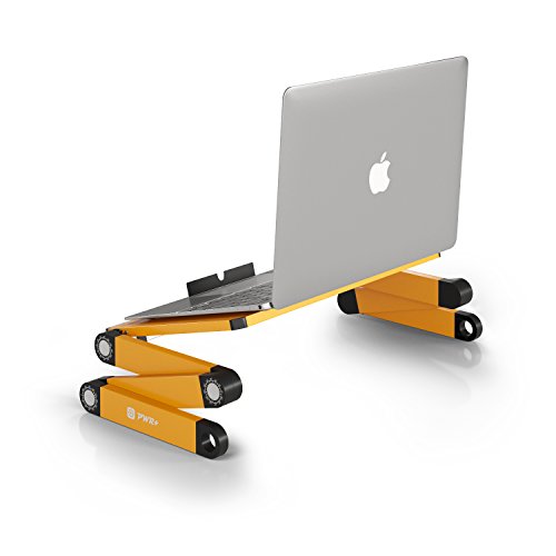 [Limited Edition] Pwr+ Portable Laptop-Table-Stand Fully Adjustable-Ergonomic Mount-Ultrabook-Macbook Light Weight Aluminum-Yellow Bed Tray Desk Book Fans Up to 16
