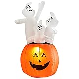 Homegear Halloween Decorations 4 Feet Inflatable Pumpkin/Ghost Combo LED Glow Light