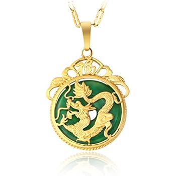 MCSAYS Chinese AAA Tibet Gold Green Jade Dragon Malay Jade Pendant Necklace & Pendants Pendent Gift